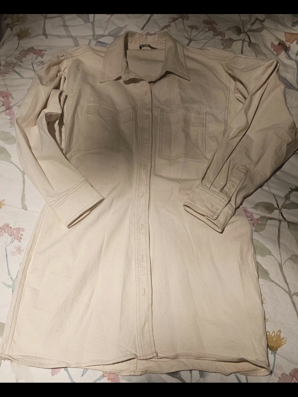 Zara Cream Oversized Button-Up Dress